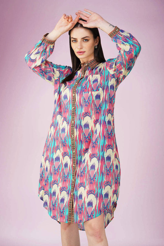 Artistic Lilac Shirt Dress - Vasya -