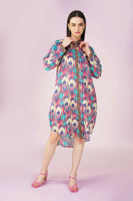 Artistic Lilac Shirt Dress - Vasya -