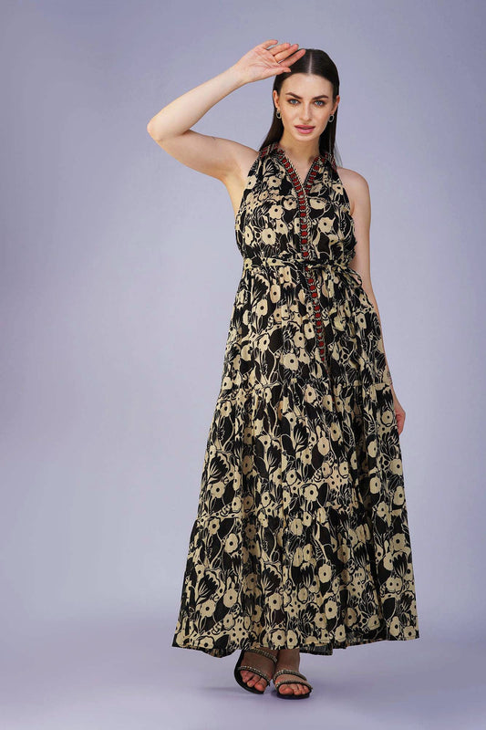 Blossom Noir Long Eco-Dress - Vasya -