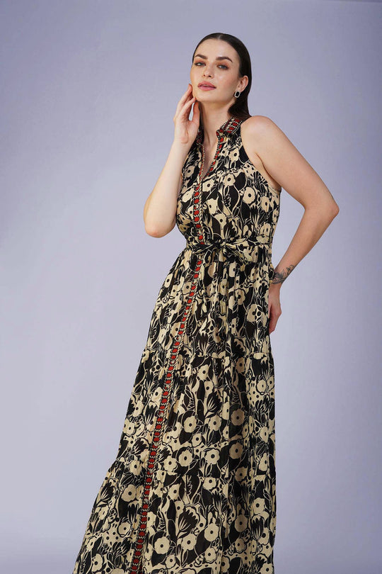 Blossom Noir Long Eco-Dress - Vasya -
