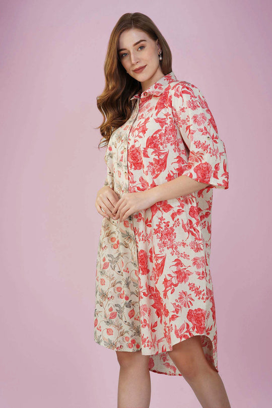 Cherry Blossom Shirt Dress - Vasya -