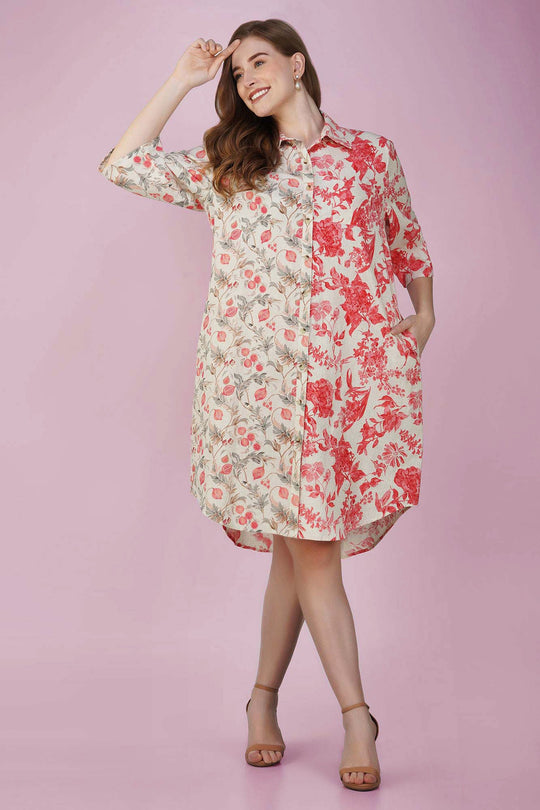 Cherry Blossom Shirt Dress - Vasya -