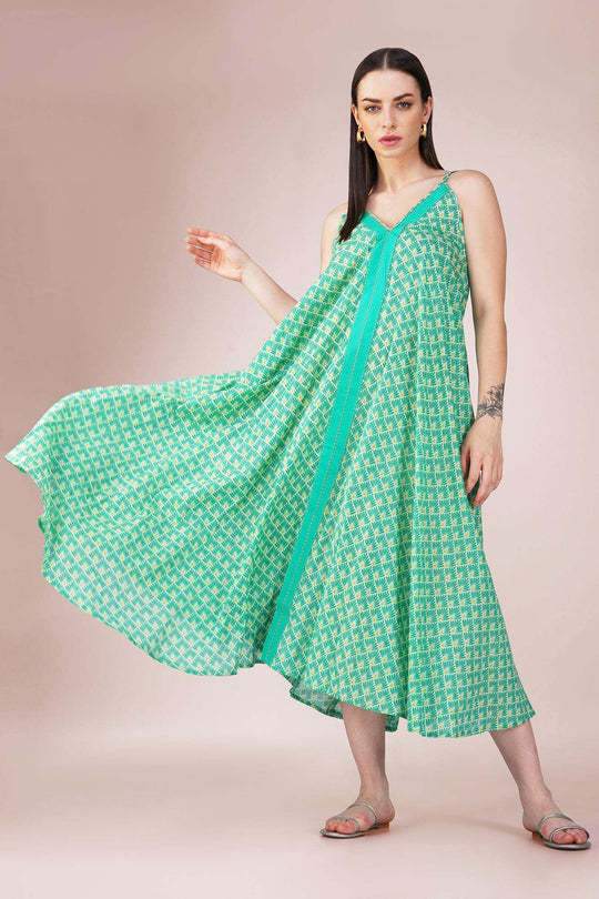 Elegant Blue Lily String Dress - Vasya -