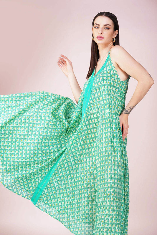 Elegant Blue Lily String Dress - Vasya -