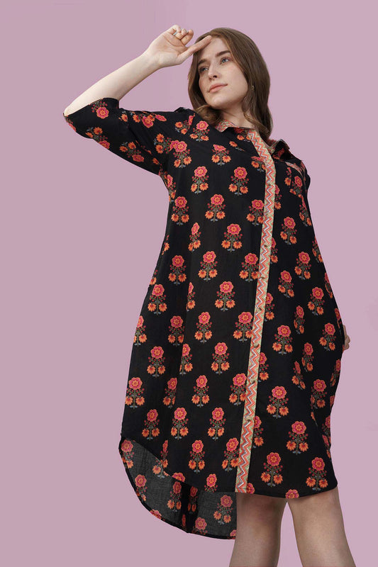 Floral Touch Beauty Shirt Dress - Vasya -