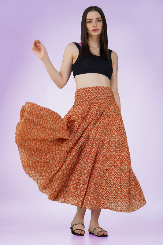 Orange Retro Romance Skirt - Vasya -