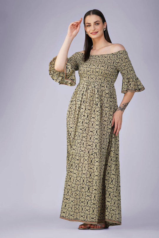 Slate Elegance Long Dress - Vasya -