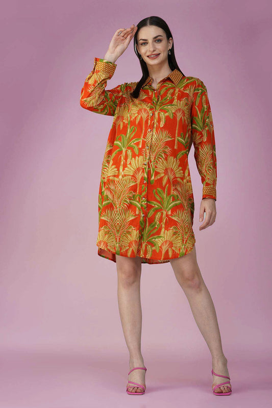 Sun-Kissed Petal Shirt Dress - Vasya -