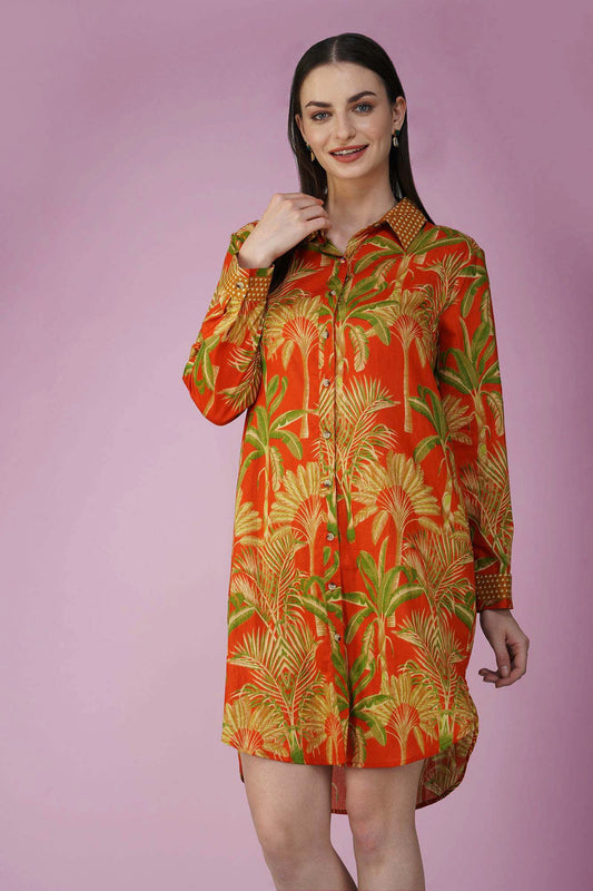 Sun-Kissed Petal Shirt Dress - Vasya -